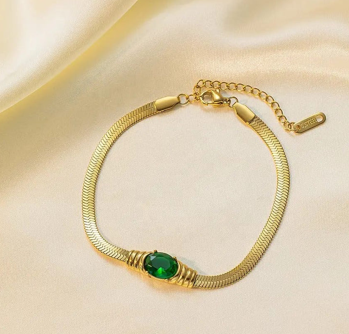 Charlotte Green 1 Piece Snake Chain Bracelet