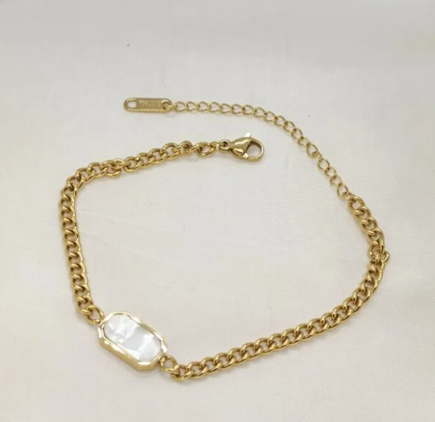 Premium Finish Stainless Steel Chain Bracelet Black pearl And White Pearl