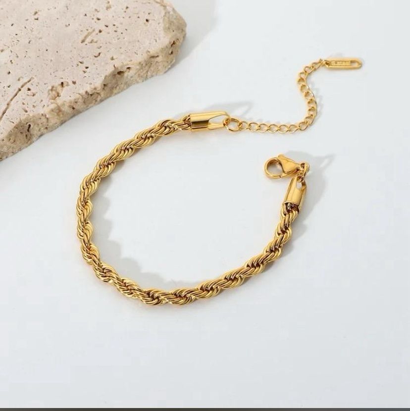 High Quality Stainless Steel Chain Bracelet for Women, Heavy Metal Texture Bracelet, Gold Color,