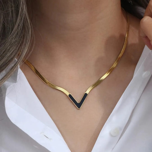 18K Gold Plated Personality V-Shaped Necklace Simple Style Jewelry Gift Women's Fashion Available in different style