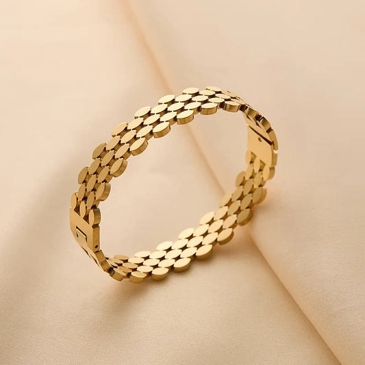 Stainless Steel High Quality Bubble Popcorn Shape Oval Bangle Minimalist Metal Texture Rust Proof Jewelry