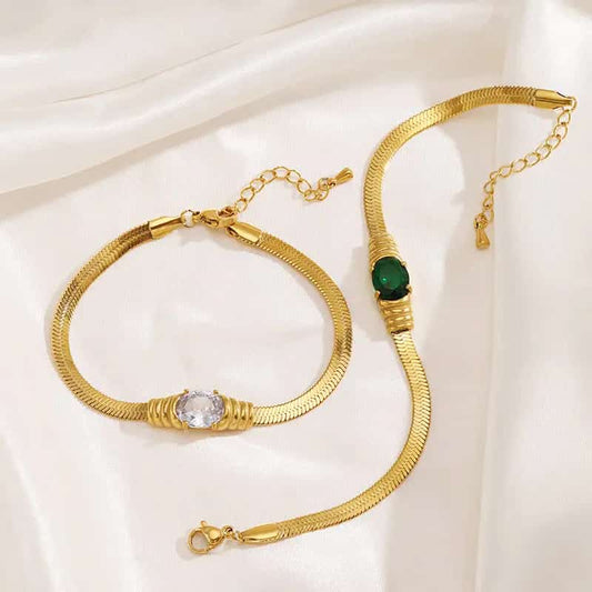 Charlotte Green 1 Piece Snake Chain Bracelet
